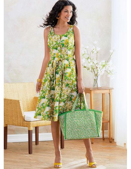 Modello di abito, cintura e borsa - Butterick 6674