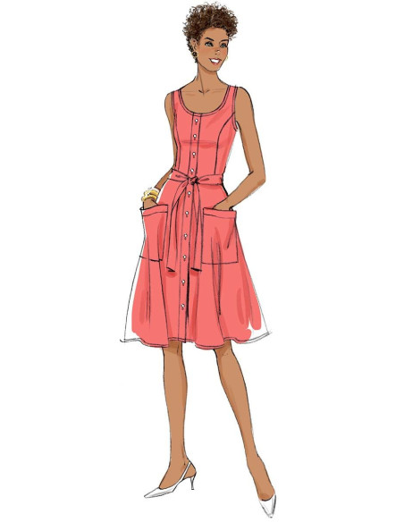 Modello di abito, cintura e borsa - Butterick 6674