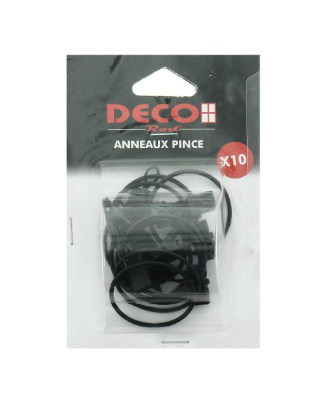 Lot de 10 anneaux 40 mm à pinces crocodile - Noir mat
