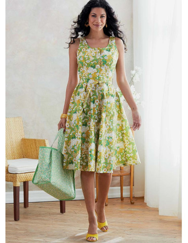 Modello di abito, cintura e borsa - Butterick 6674