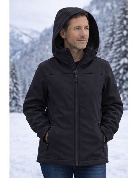 Tissu softshell déperlant envers micro polaire - Noir