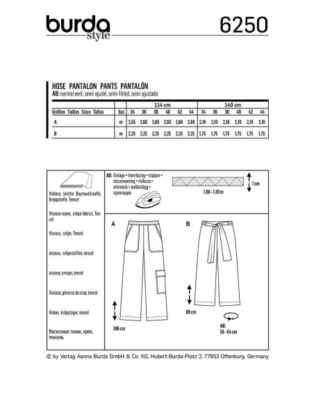 Modello di pantaloni ampi - Burda 6250
