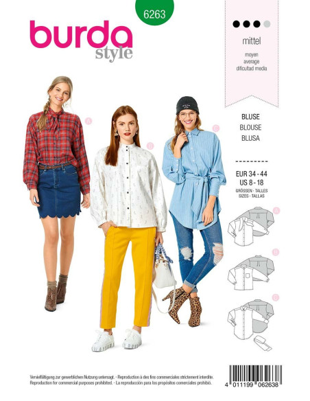 Modello di camicetta e camicia - Burda 6263