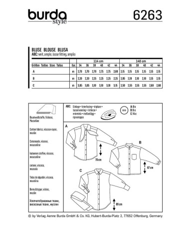 Modello di camicetta e camicia - Burda 6263