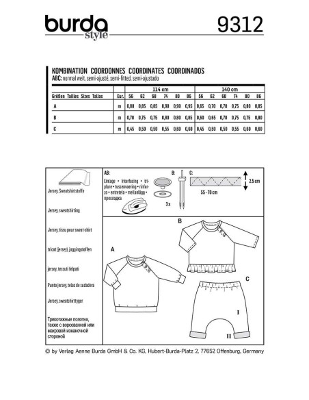 Modello di t-shirt e pantaloni elasticizzati - Burda 9312