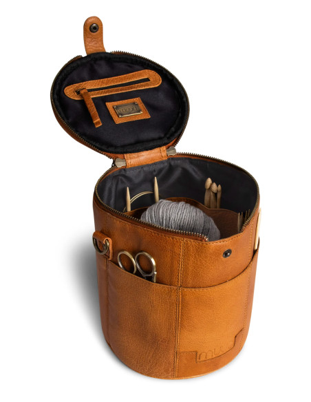 Sac de rangement en cuir pour le tricot Muud Saturn édition limitée - Whisky