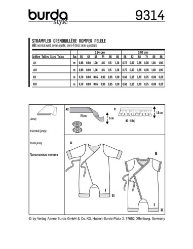 Modello di tutina - Burda 9314