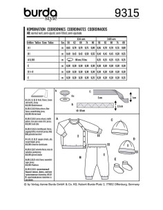 Modello di berretto, pantaloni e giacca felpa - Burda 9315 2