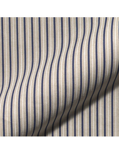 Toile de coton canvas premium - Rayures bleu marine