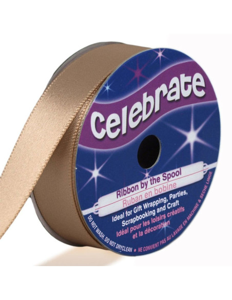Nastro di raso Celebrate beige marrone - 13 mm x 6 metri