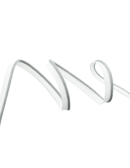 Cordoncino, lurex sporgente - Argento trama bianca