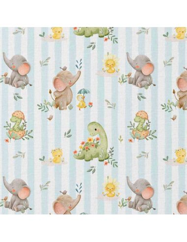 Tissu popeline de coton - Ellie blanc et bleu