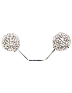Spilla a vite 2 teste ramo argento 65 mm - Strass