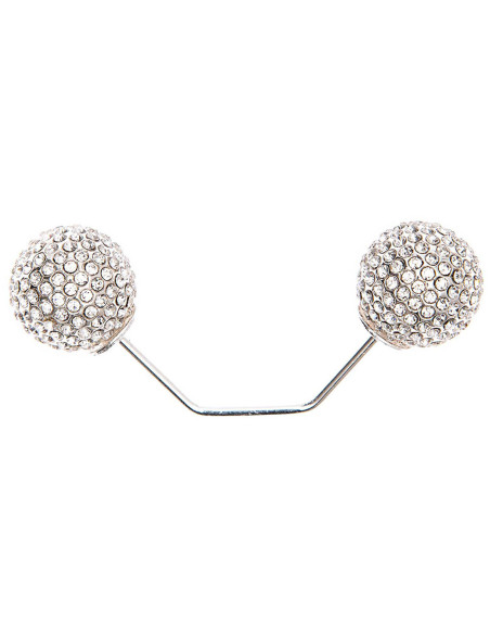 Spilla a vite 2 teste ramo argento 65 mm - Strass