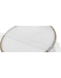Pizzo ricamato con fiori su tulle - Bianco