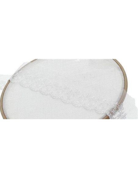 Pizzo ricamato con fiori su tulle - Bianco