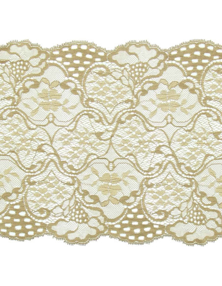Pizzo elastico grande larghezza - Beige