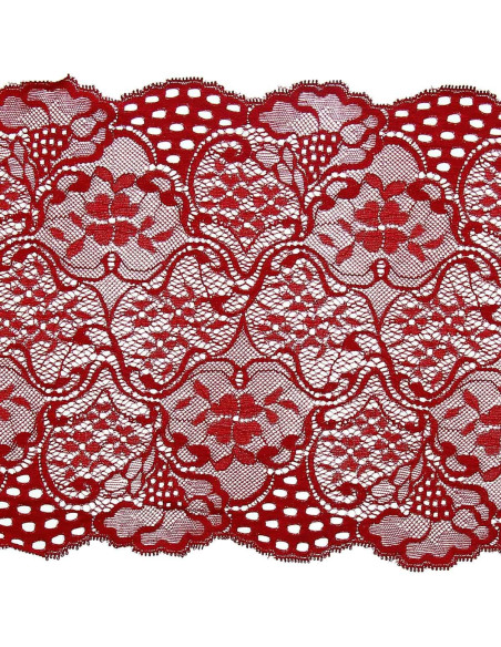 Pizzo elastico grande larghezza - Rosso