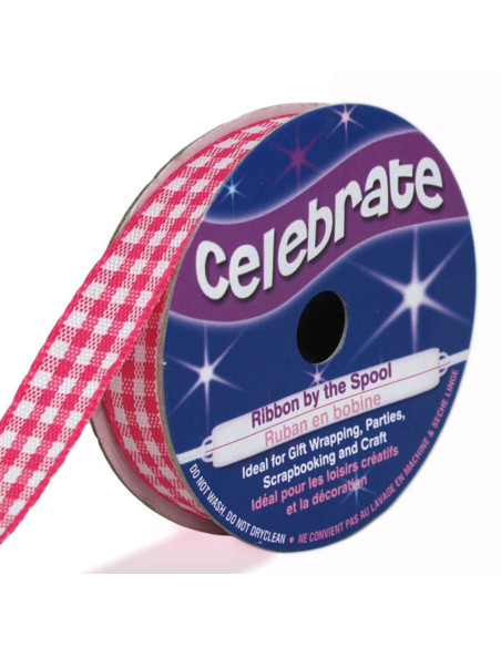 Nastro Vichy Celebrate fucsia -15 mm x 4 metri