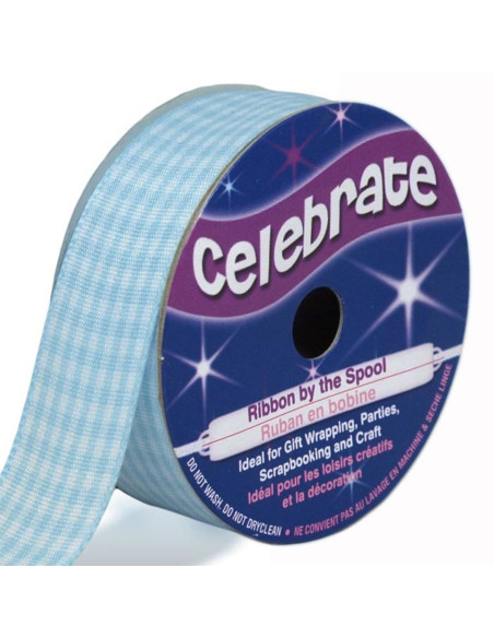 Nastro Vichy Celebrate azzurro - 20 mm x 4 metri