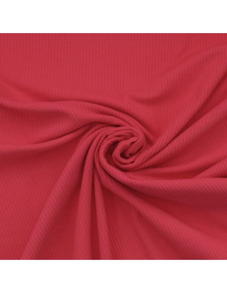 Tessuto jersey di cotone a coste - Rosso