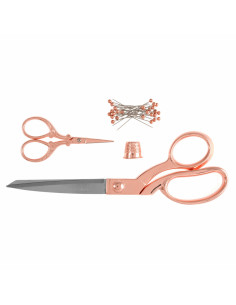 Set di forbici da cucito e da ricamo, ditale e spilli - Oro rosa 2