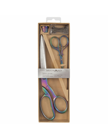 Set di forbici da cucito e da ricamo, ditale e spilli - Rainbow