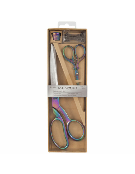 Set di forbici da cucito e da ricamo, ditale e spilli - Rainbow
