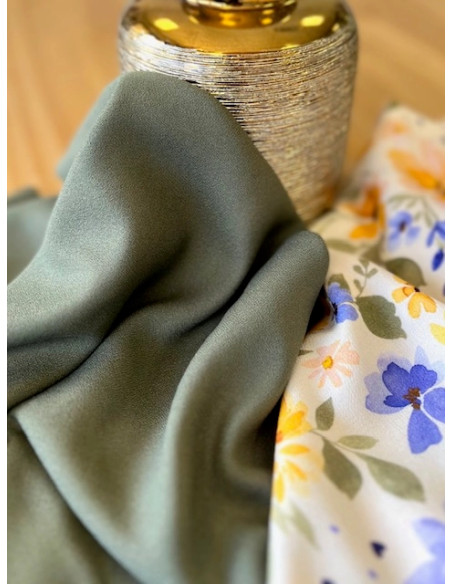 Tissu crêpe de viscose Kaki - My Dress Made