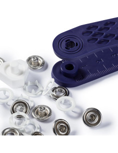 Scatola di 10 bottoni a pressione jersey bianchi con attrezzo 10 mm 2