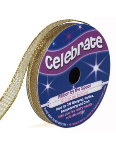 Nastro metallizzato Celebrate bordato oro - 7 mm x 6 metri