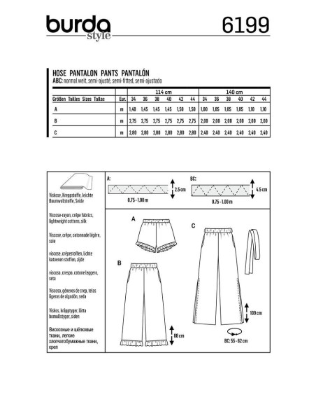 Modello di pantaloni - Burda 6199