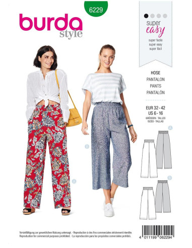 Modello di pantaloni - Burda 6229