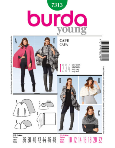 Modello di mantello - Burda 7313