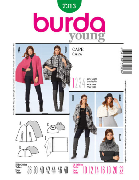 Modello di mantello - Burda 7313