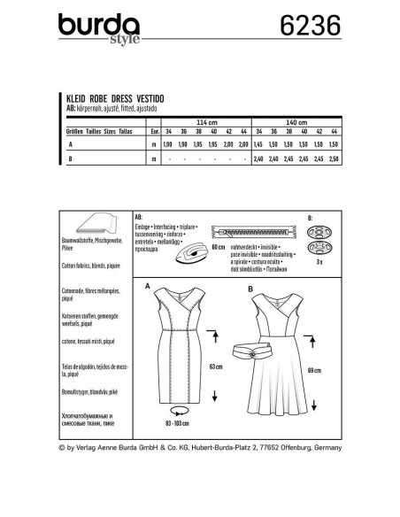 Modello di abito - Burda 6236