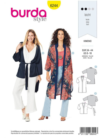 Modello di kimono - Burda 6244