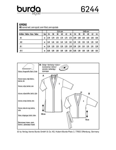 Modello di kimono - Burda 6244