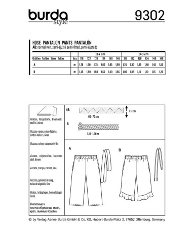Modello di pantaloni - Burda 9302