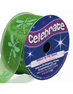 Nastro organza Celebrate libellula verde - 25 mm x 3 m
