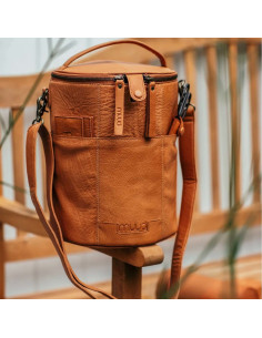 Borsa portaoggetti in pelle per il lavoro a maglia Muud Saturn XL - Whisky