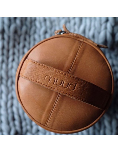 Borsa portaoggetti in pelle per il lavoro a maglia Muud Saturn XL - Whisky