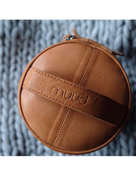 Borsa portaoggetti in pelle per il lavoro a maglia Muud Saturn XL - Whisky