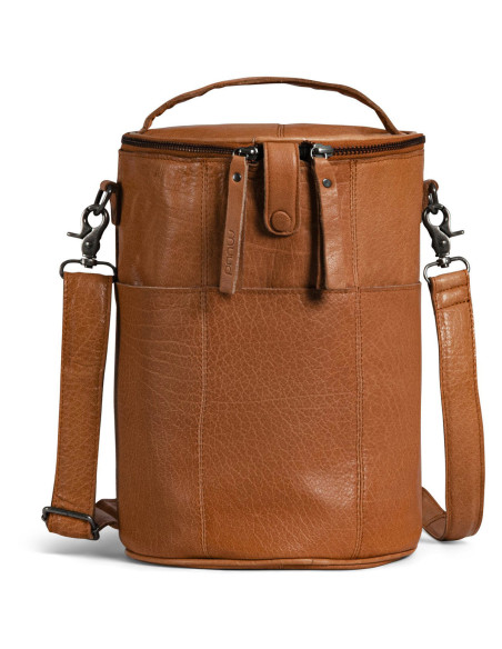 Borsa portaoggetti in pelle per il lavoro a maglia Muud Saturn XL - Whisky