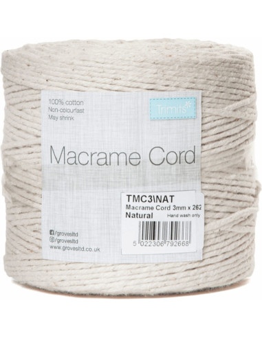 Corda di cotone macramè 3 mm naturale