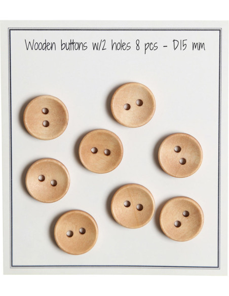 Confezione di 8 bottoni in legno deep 15 mm