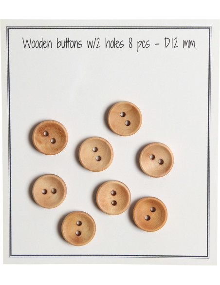 Confezione di 8 bottoni in legno deep 12 mm