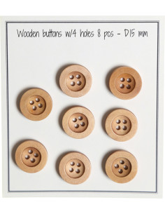 Confezione di 8 bottoni in legno con scanalatura rotonda da 15 mm