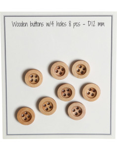 Confezione di 8 bottoni in legno con scanalatura rotonda da 12 mm