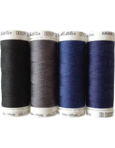Set di 4 fili da cucito Denim scuro Mettler